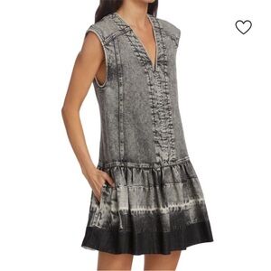 TANYA TAYLOR Allie dress denim black acid wash dip dye dress Size 4 RARE NEW